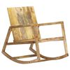 vidaXL Rocking Chair Brown Real Leather and Solid Mango Wood