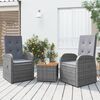 vidaXL 3 Piece Garden Lounge Set Grey Poly Rattan&Solid Wood Acacia