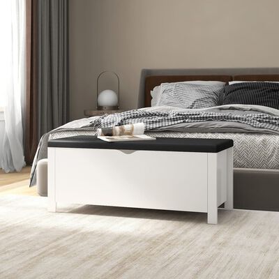 vidaXL Storage Box with Cushion White 105x40x45 cm Engineered Wood
