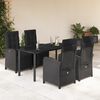 vidaXL 5 Piece Garden Dining Set with Cushions Black Poly Rattan
