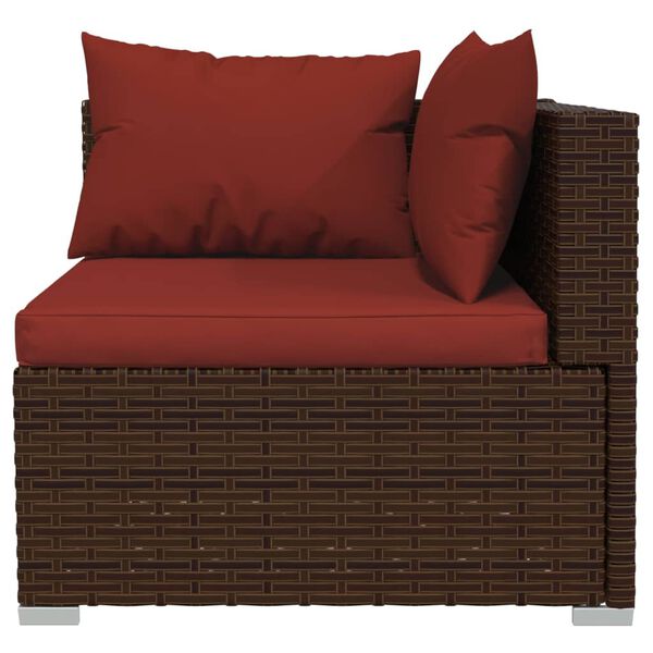 vidaXL 10 Piece Garden Lounge Set with Cushions Poly Rattan Brown