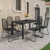 vidaXL 7 Piece Garden Dining Set PVC Rattan Black