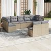 vidaXL 9 Piece Garden Sofa Set with Cushions Beige Poly Rattan