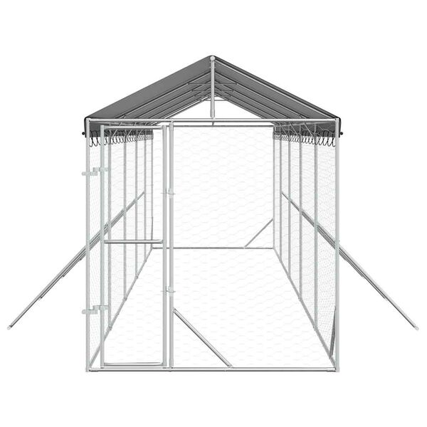 vidaXL Outdoor Dog Kennel with Roof Silver 2x10x2.5 m Galvanised Steel