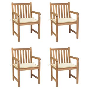 vidaXL Garden Chairs 4 pcs with Cream Cushions Solid Teak Wood