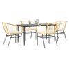 vidaXL 5 Piece Garden Dining Set with Cushions Brown Poly Rattan Glass