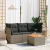 vidaXL 4 Piece Garden Sofa Set with Cushions Grey Poly Rattan