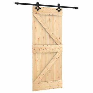 vidaXL Sliding Door Natural and Black 85 x 210 cm Solid Pine Wood