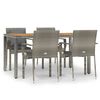 vidaXL 5 Piece Garden Dining Set with Cushions Grey Poly Rattan