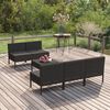 vidaXL 6 Piece Garden Lounge Set with Cushions Poly Rattan Black