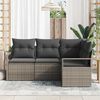 vidaXL Sofa Set with Cushion with Storage 4 pcs Grey Poly Rattan