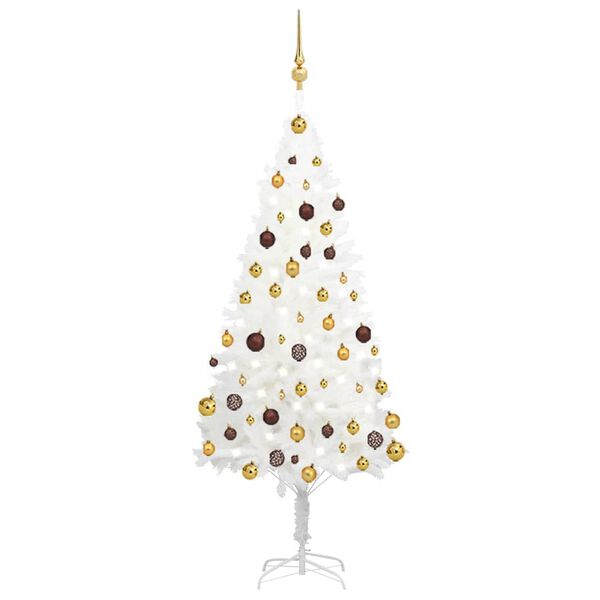 vidaXL Artificial Pre-lit Christmas Tree with Ball Set White 150 cm