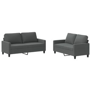vidaXL 2 Piece Sofa Set with Cushions Dark Grey Fabric