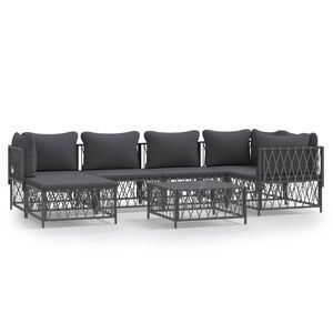 vidaXL 7 Piece Garden Lounge Set with Cushions Anthracite Steel