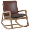 vidaXL Rocking Chair Brown Real Leather and Solid Mango Wood