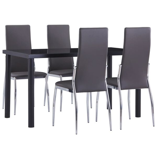 vidaXL 5 Piece Dining Set Faux Leather Grey