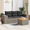 vidaXL 4 Piece Garden Sofa Set with Cushions Grey Poly Rattan