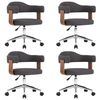vidaXL Swivel Dining Chairs 4 pcs Grey Bent Wood and Fabric