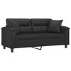 vidaXL 2-Seater Sofa with Throw Pillows Black 140 cm Faux Leather