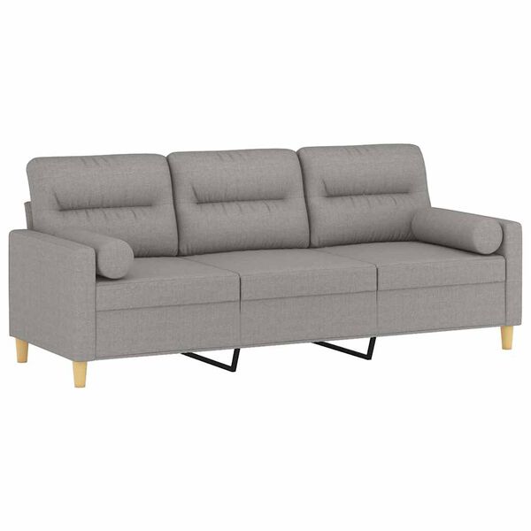 vidaXL 3-Seater Sofa with Pillows&Cushions Light Grey 180 cm Fabric