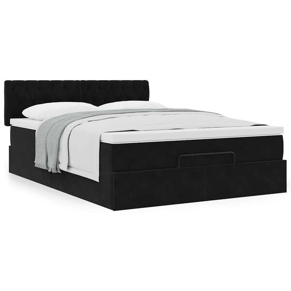 vidaXL Ottoman Bed with Mattress Black Double Velvet