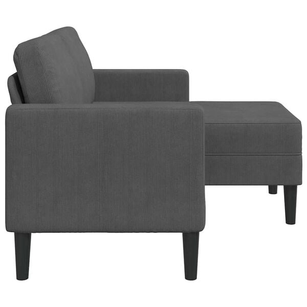 vidaXL 2-Seater Sofa with Chaise L-shaped Dark Grey 125 cm Linen