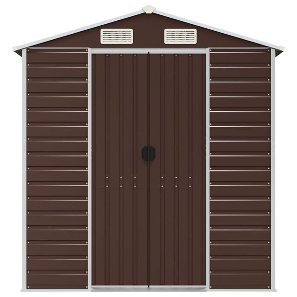 vidaXL Garden Shed Brown 191x385x198 cm Galvanised Steel