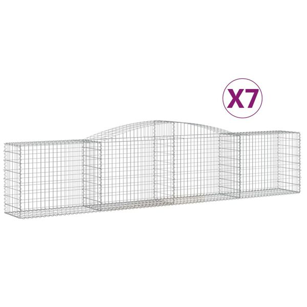vidaXL Arched Gabion Baskets 7 pcs 400x50x80/100 cm Galvanised Iron
