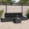 vidaXL Sofa Set with Cushion Manual 5 pcs Black Poly Rattan