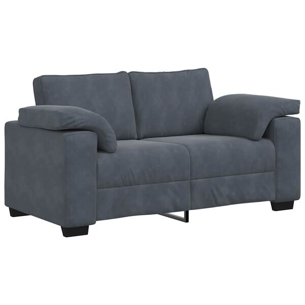 vidaXL 2 Piece Sofa Set with Cushions Dark Grey Velvet