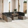 vidaXL Garden Sofa Set with Storage 10 pcs Grey Poly rattan