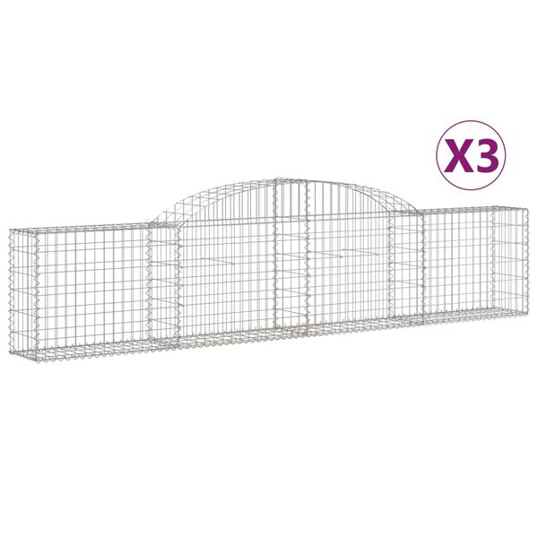 vidaXL Arched Gabion Baskets 3 pcs 300x30x60/80 cm Galvanised Iron