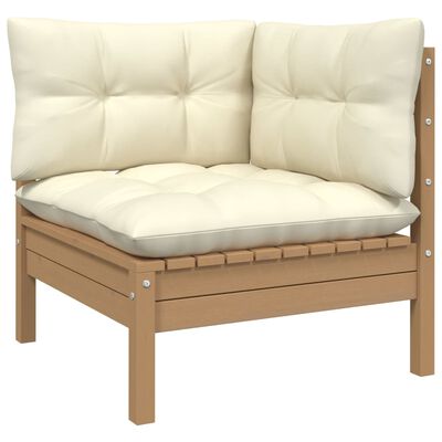 vidaXL 10 Piece Garden Lounge Set with Cushions Honey Brown Pinewood