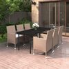 vidaXL 7 Piece Garden Dining Set with Cushions Poly Rattan and Glass