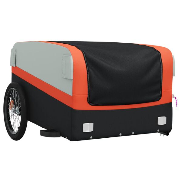 vidaXL Bike Trailer Black and Orange 45 kg Iron