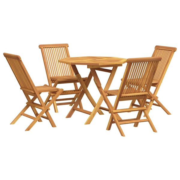 vidaXL 5 Piece Garden Dining Set Solid Teak Wood