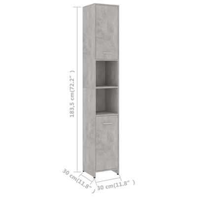 vidaXL 4 Piece Bathroom Furniture Set Concrete Grey Engineered Wood