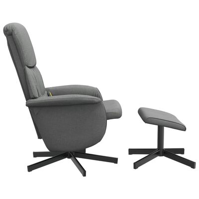 vidaXL Massage Recliner Chair with Footstool Dark Grey Fabric