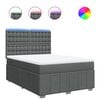vidaXL Box Spring Bed with Mattress Dark Grey Queen Fabric
