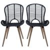 vidaXL Dining Chairs 2 pcs Black Natural Rattan