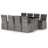vidaXL 9 Piece Outdoor Dining Set with Cushions Poly Rattan Grey