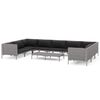 vidaXL 10 Piece Garden Lounge Set with Cushions Poly Rattan Dark Grey