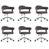 vidaXL Swivel Dining Chairs 6 pcs Grey Bent Wood and Fabric