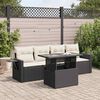 vidaXL 5 Piece Garden Sofa Set with Cushions Black Poly Rattan
