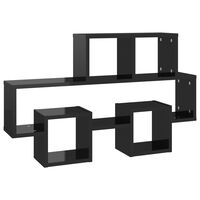 vidaXL Car-shaped Wall Shelf High Gloss Black 82x15x51 cm Engineered Wood