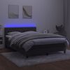vidaXL Box Spring Bed with Mattress&LED Dark Grey 137x187 cm Double Size Velvet