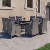 vidaXL 9 Piece Garden Dining Set Poly Rattan and Glass Grey