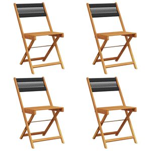 vidaXL Folding Chairs 4 pcs Black Solid Wood Acacia