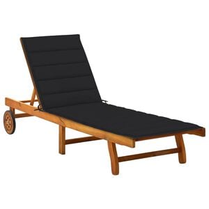 vidaXL Garden Sun Lounger with Cushion Solid Acacia Wood
