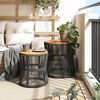 vidaXL Garden Side Tables 2 pcs with Wooden Top Grey Poly Rattan